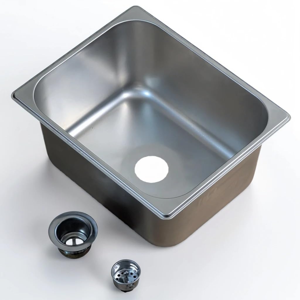 Stainless Steel Strainer - 1-Compartment Drop-In Stainless Steel RV Sink