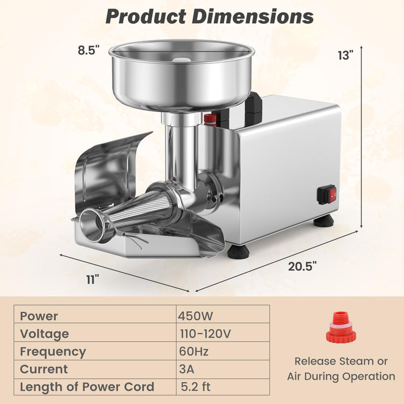 450W Electric Tomato Strainer  - Stainless Steel Strainer incelemesi ve fiyatı