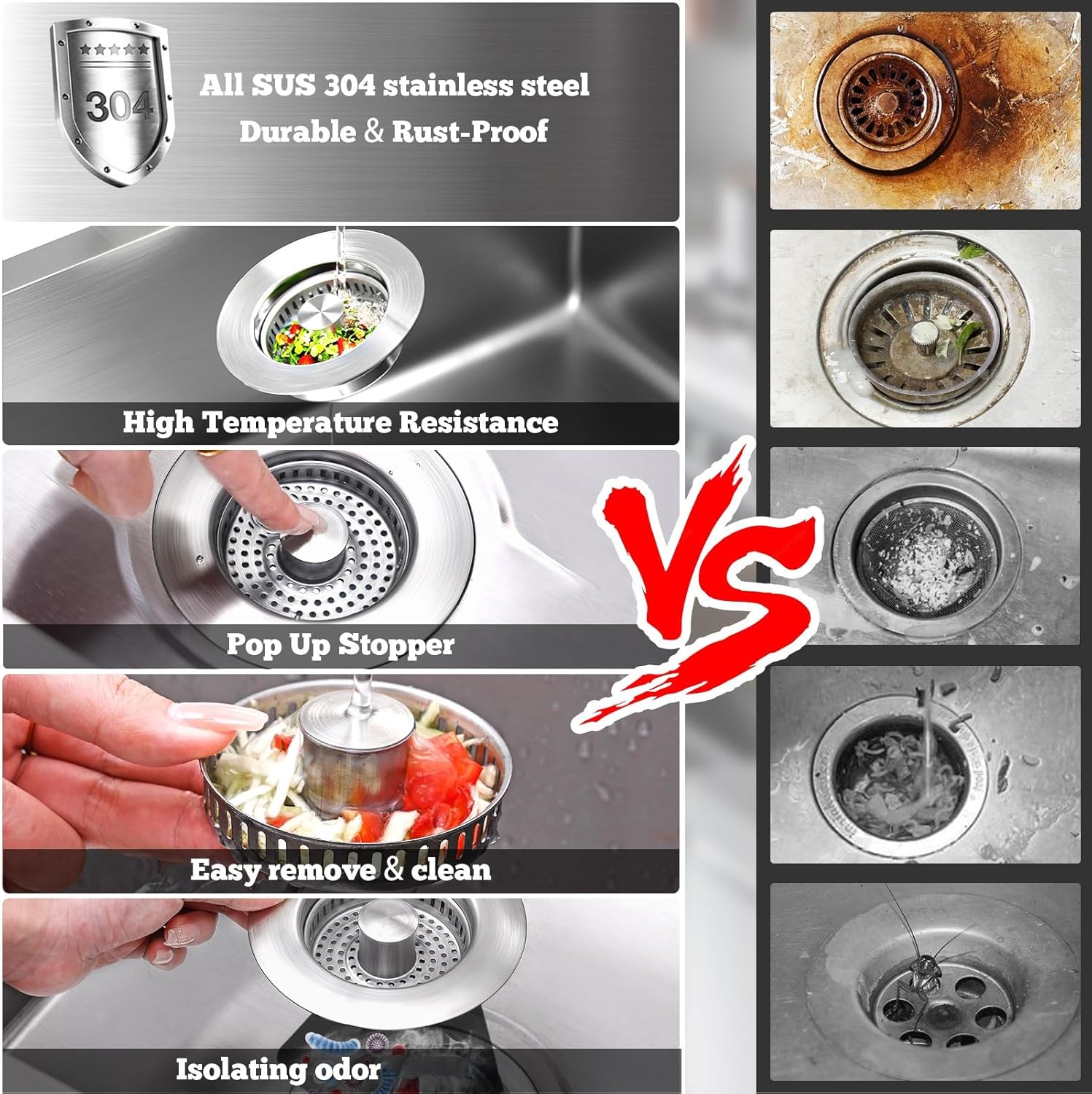 Upgraded 3 in 1 Kitchen Sink D - Stainless Steel Strainer incelemesi ve fiyatı